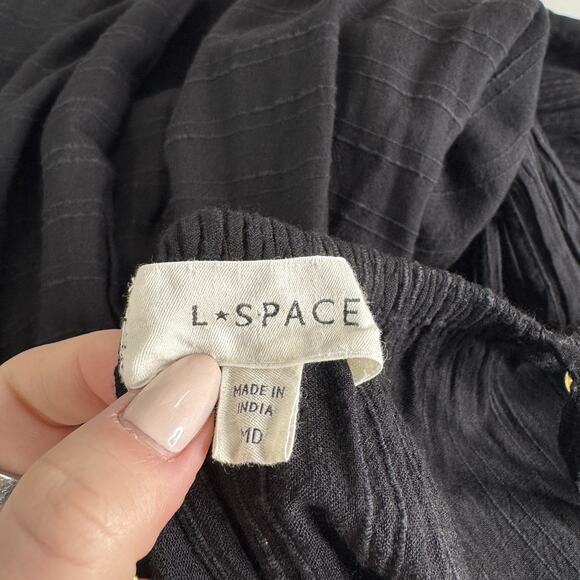 L*SPACE Santorini Maxi Dress Womens Medium Black Tie Back Tiered Sundress Resort - Picture 6 of 12